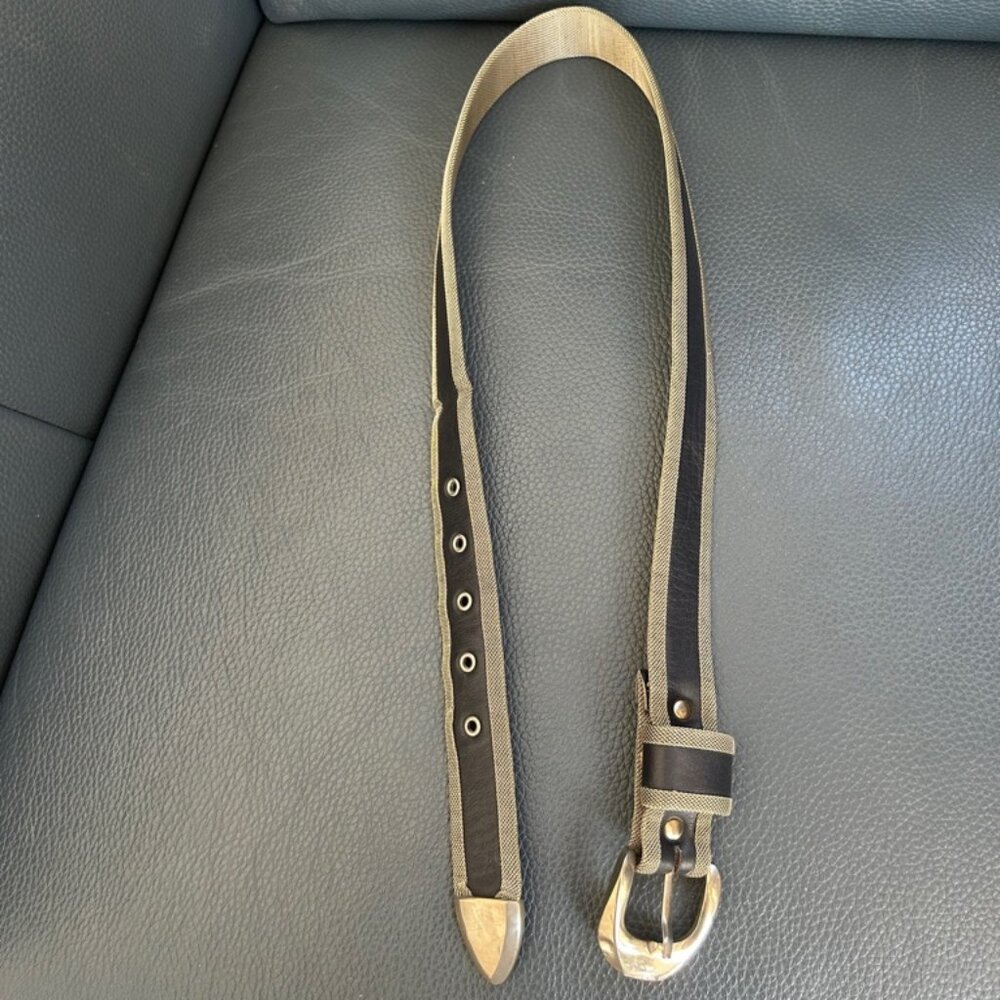 80s silver mesh belt,silver tone buckle and end tip, made in Italy